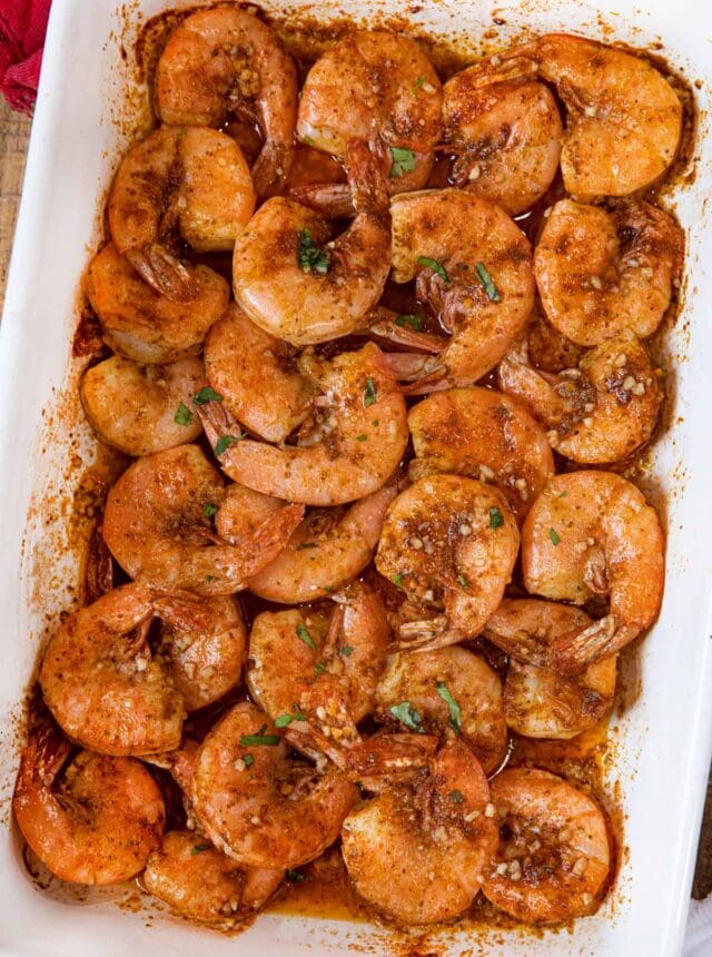 Old Bay Roasted Shrimp in baking dish